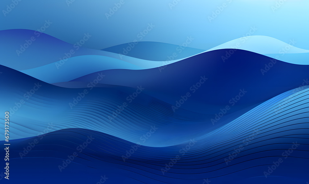 Fototapeta premium Blue lines Abstract blue floating wave design wallpaper