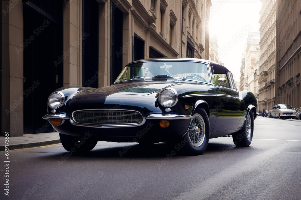 A beautiful classic car. Timeless Wheels. The old style car. Generative AI
