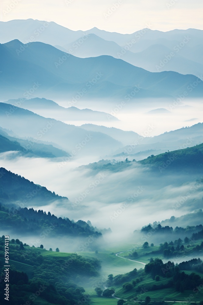 Beautiful landscape of mountains in foggy morning. Beauty in nature. Beautiful landscape of mountains in foggy morning. Beauty in nature.