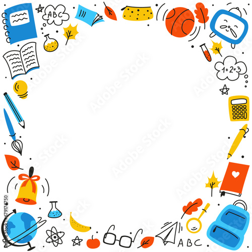 Background for school, school theme, school doodles, inscription in a notebook, training, lessons, time for training, Set of school tools, set of education icons, back to school	