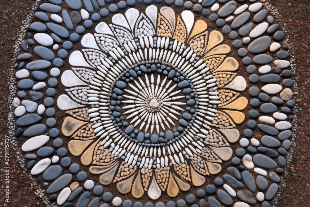 intricate pebble design on a pavement intricate pebble design on a pavement