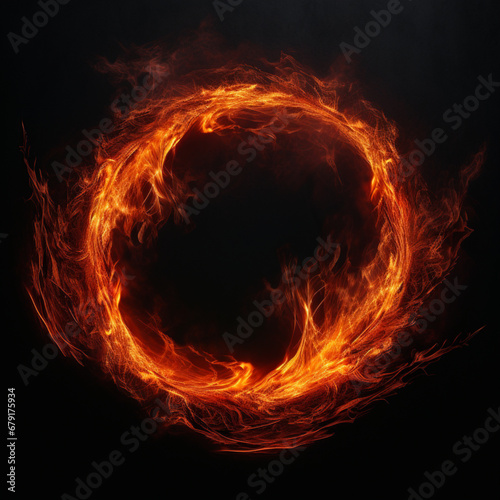 Fondo con detalle de aro de fuego de tonos anaranjados  sobre fondo de color negro