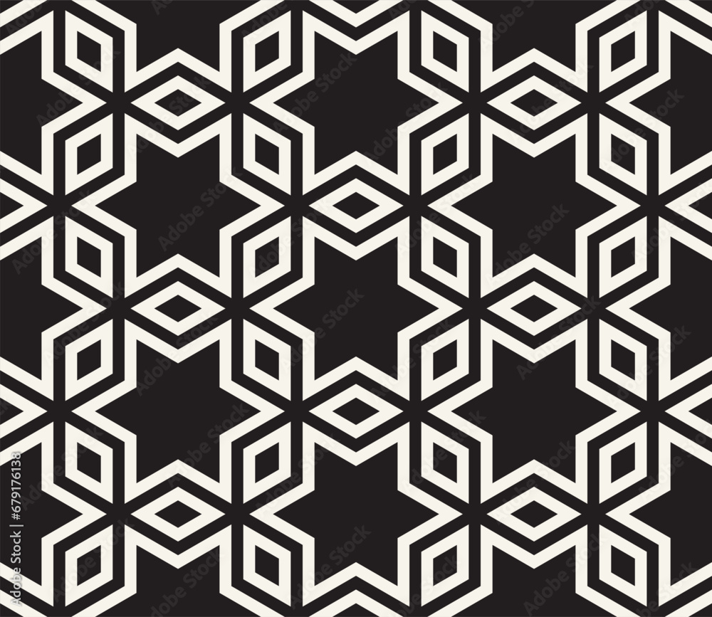 Vector seamless pattern. Repeating geometric elements. Stylish monochrome background design. Vector seamless pattern. Repeating geometric elements. Stylish monochrome background design.