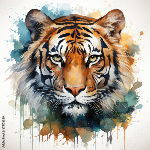 Watercolor royel bangla taigar Sublimation Clipart illustration Generative Ai photo