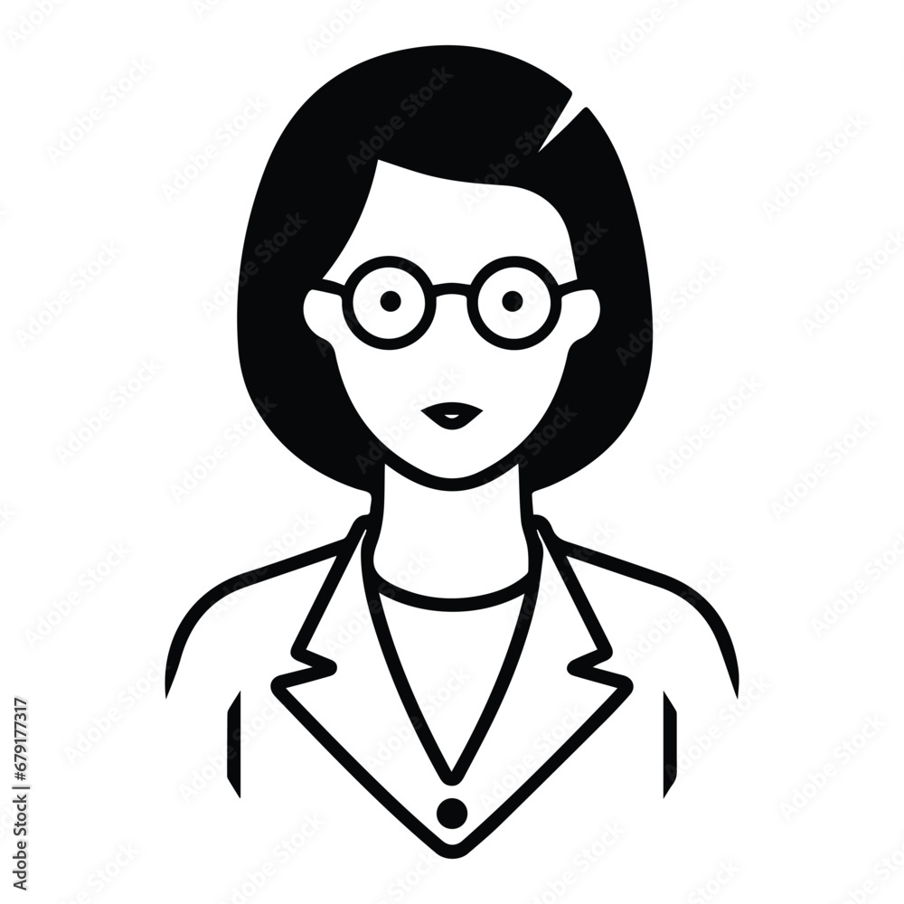 Businesswoman In Glasses Flat Icon Isolated On White Background Businesswoman In Glasses Flat Icon Isolated On White Background