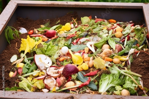 compost pit filled with kitchen food scraps