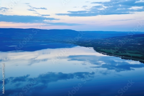 shimmering lake surface at dusk