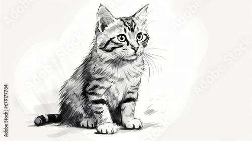 Simple cat sketch on white background
