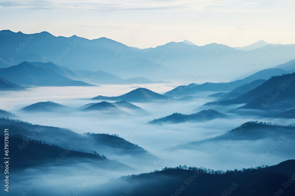 Beautiful landscape of mountains in foggy morning. Beauty in nature. Beautiful landscape of mountains in foggy morning. Beauty in nature.