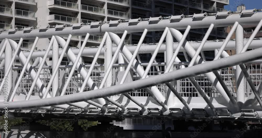 A view of a bridge reflecting shimmering light. A view of a bridge reflecting shimmering light.