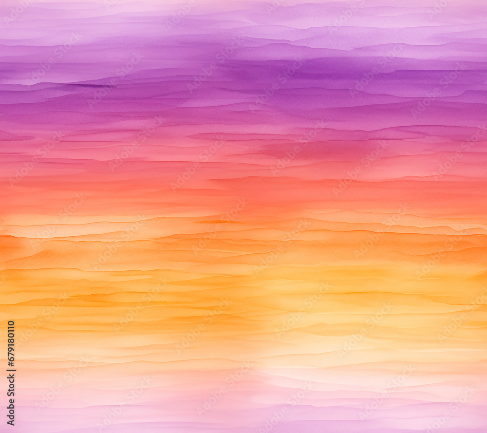 Seamless orange purple ombre watercolor seamless patttern digital paper. AI generative