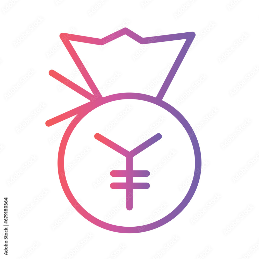 Pocket Yen Bag Gradient Outline Icon Pocket Yen Bag Gradient Outline Icon