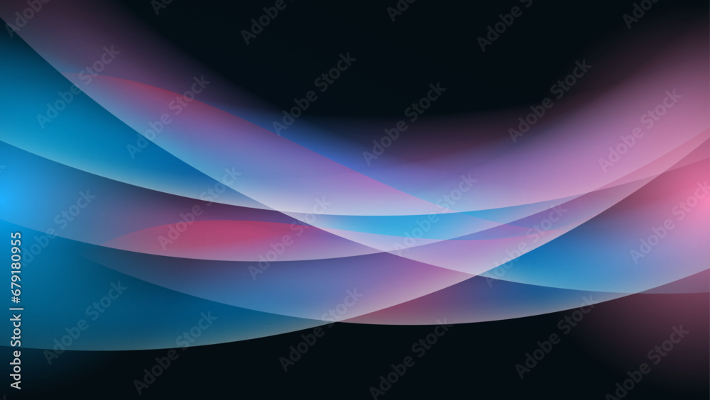 Naklejka premium abstract wallpaper design with blue and pink wavy shapes composition. vector illustration