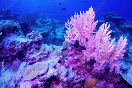 bleached coral under ultraviolet light
