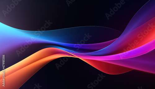 Waves of energy or smoke on black background in neon color  spring concept