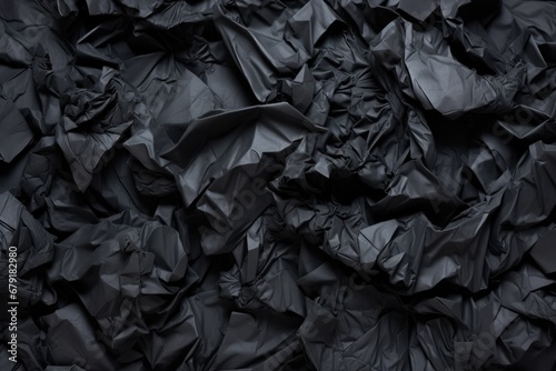 detailed view of crumpled black construction paper