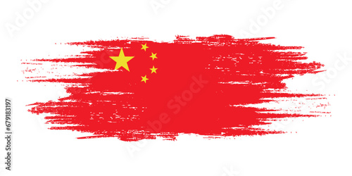China brush flag, China flag brush watercolor flag design element