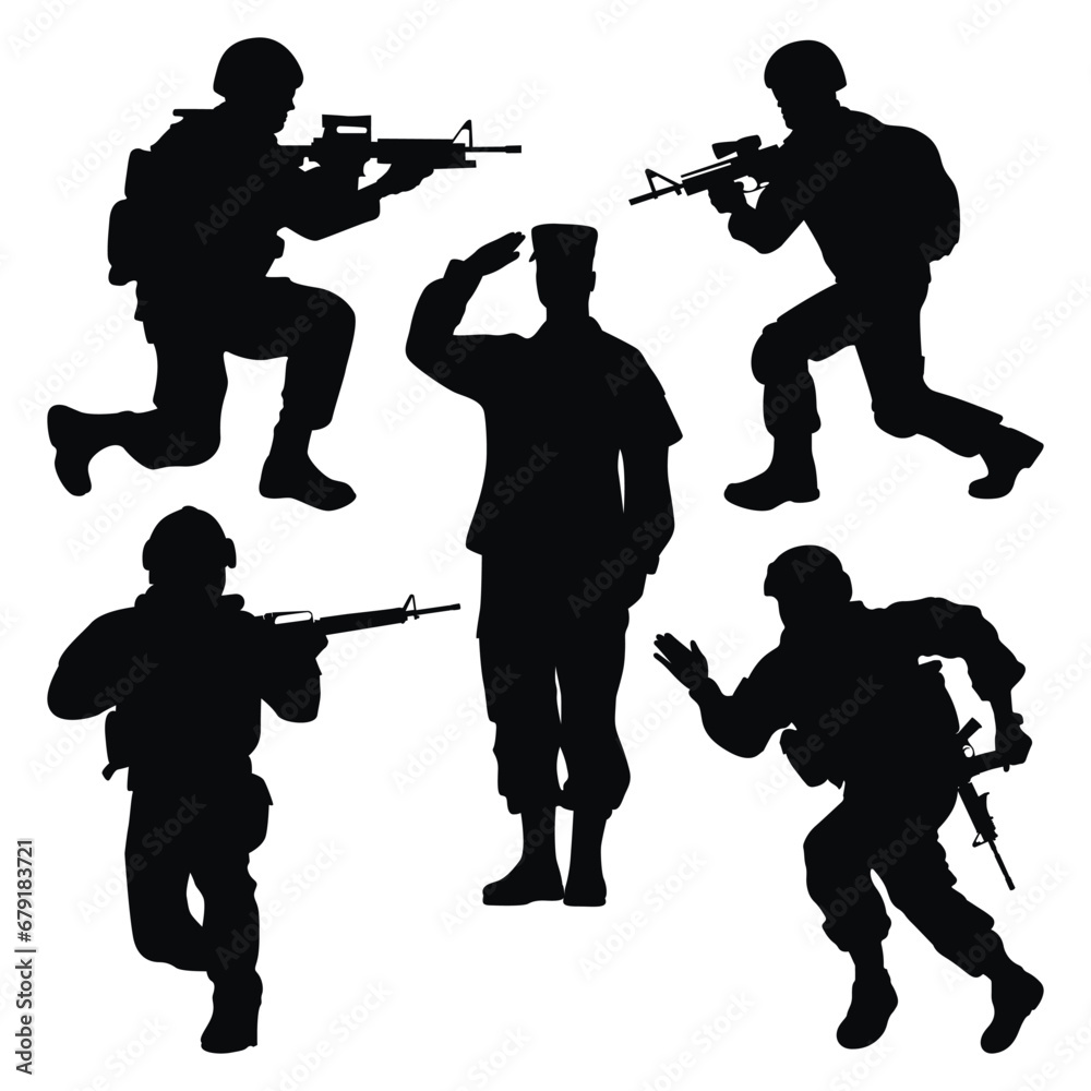 Military or Army Soldier Silhouettes Vector Military or Army Soldier Silhouettes Vector