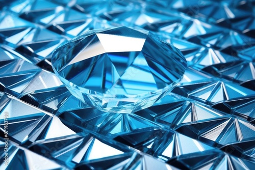 close view of a blue diamond plate, with reflections