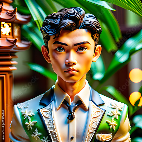 Sweet Artistry of Men: Enchanting Tales of Handsome Characters Crafted in Sugar from Diverse Countries, Embracing the Cultural Beauty of the World.(Generative AI) photo