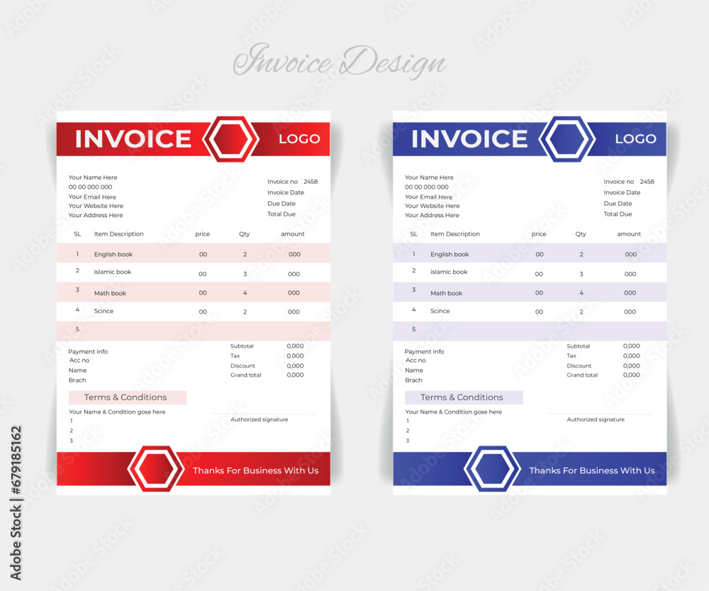 Obraz premium Invoice Design Template