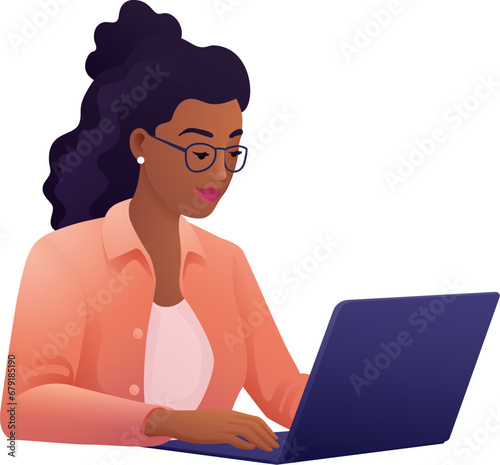 A woman, person, using a la...