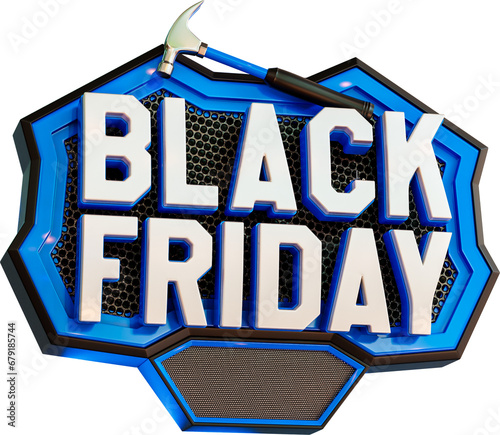 Black Friday Sale Banner 3d Render Cutout
