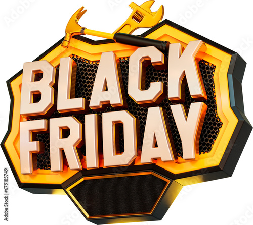 Black Friday Sale Banner 3d Render Cutout