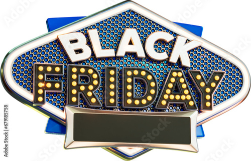 Black Friday Sale Banner 3d Render Cutout