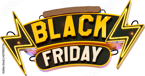 Black Friday Sale Banner 3d Render Cutout