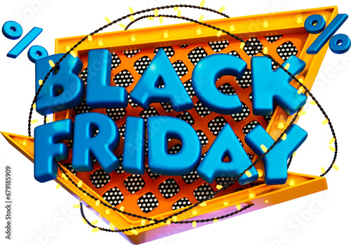 Black Friday Sale Banner 3d Render Cutout