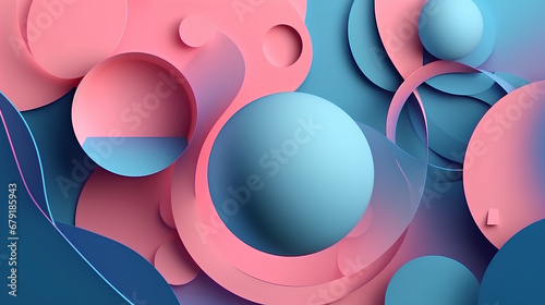 Abstract geometric pink and blue background with circles