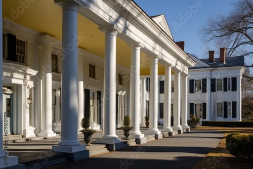 ionic columns supporting a grand portico in greek revival style