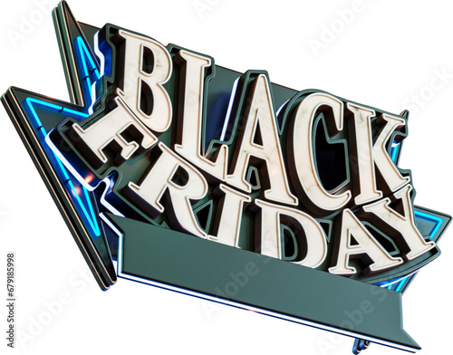 Black Friday Sale Banner 3d Render Cutout