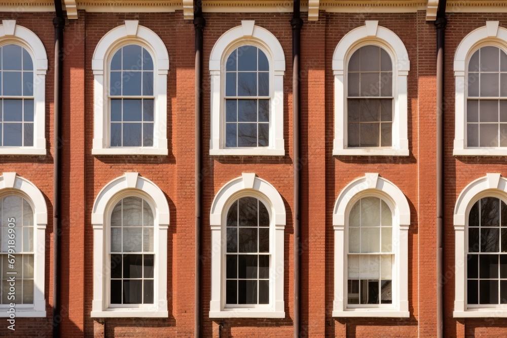 tall rounded windows on a brick italianate structure