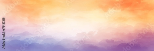 Abstract watercolor symphony in orange and purple shades © BraveSpirit