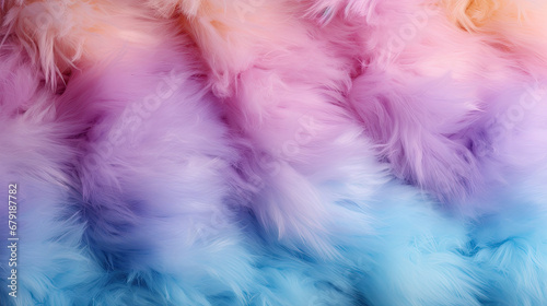 soft color rainbow Cotton candy on blurred background, holiday, colorful cotton candy in soft color for background, soft color sweet candyfloss, abstract blurred dessert texture