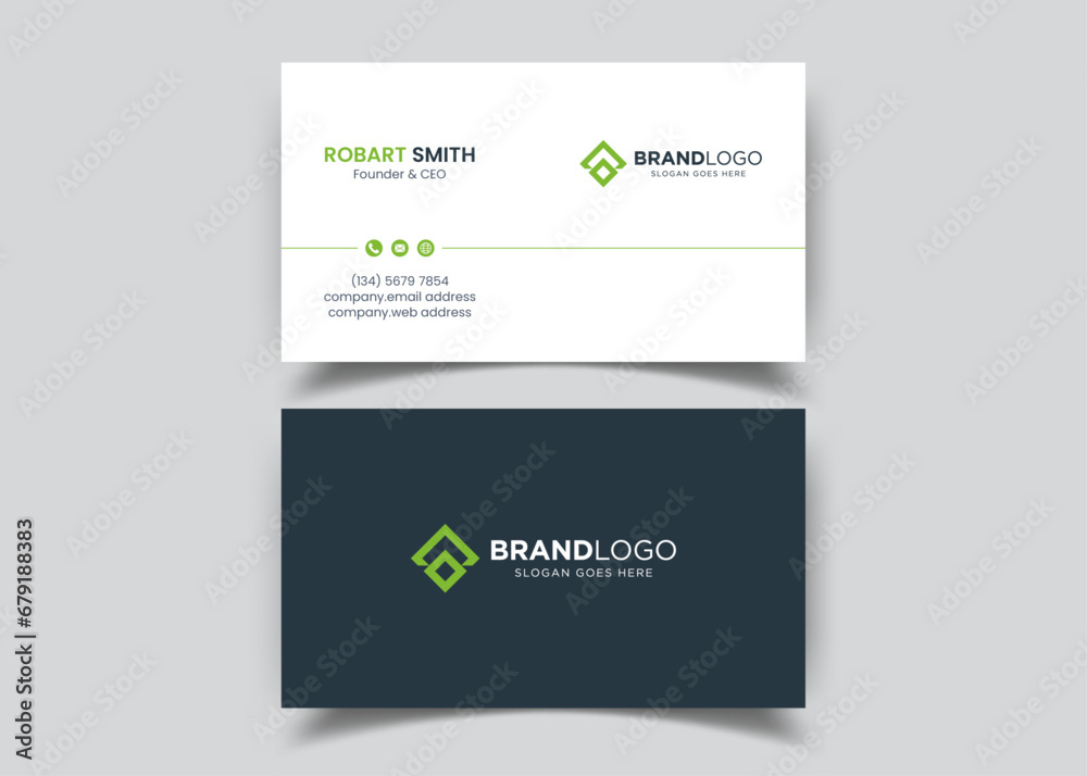 Modern Double-sided Business Card Template. Flat Design Vector Stationery Design, Colorful Card