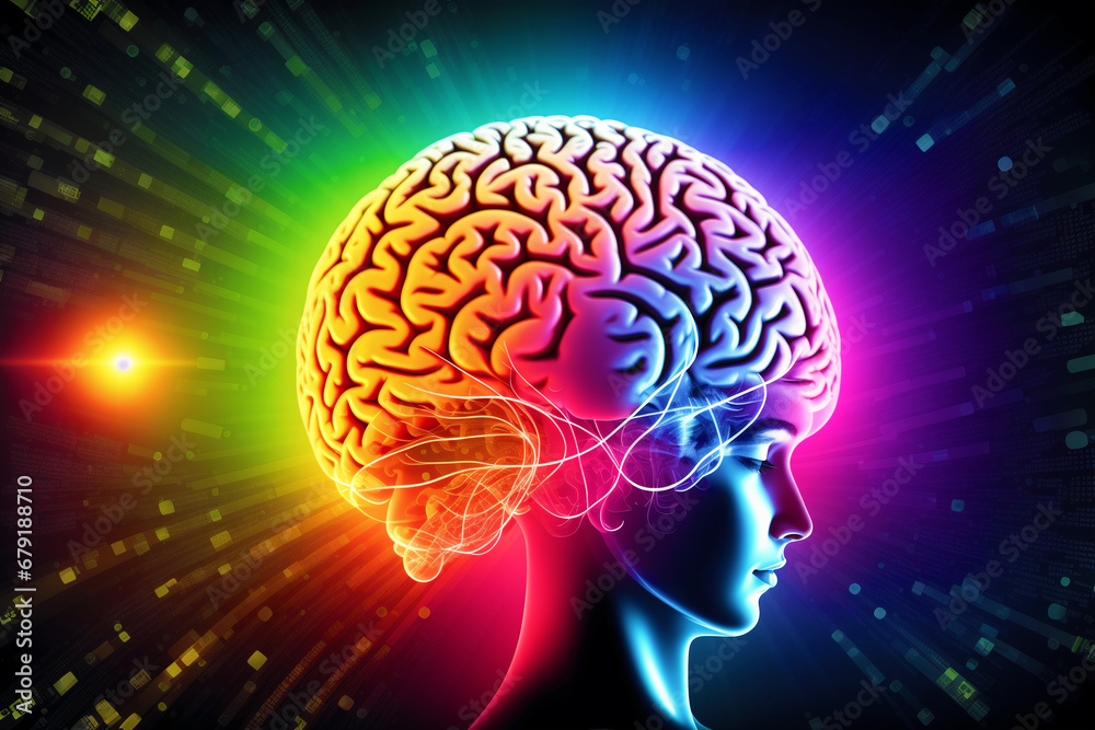 Generative AI art with Illustration of human brain and nervous system. Exploring the Neurons and Central Nervous System. Generative AI Generative AI art with Illustration of human brain and nervous system. Exploring the Neurons and Central Nervous System. Generative AI