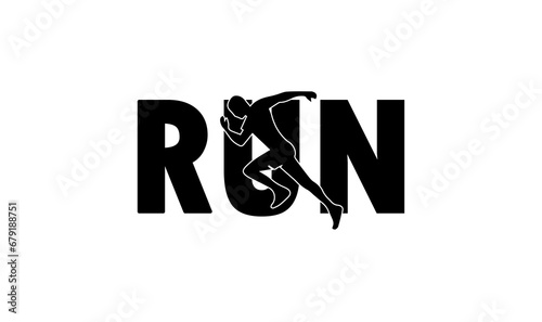 Running Man silhouette Logo, Marathon logo template, running club or sports club with slogan template