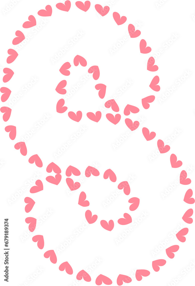 S Alphabet pink heart frame, Valentine