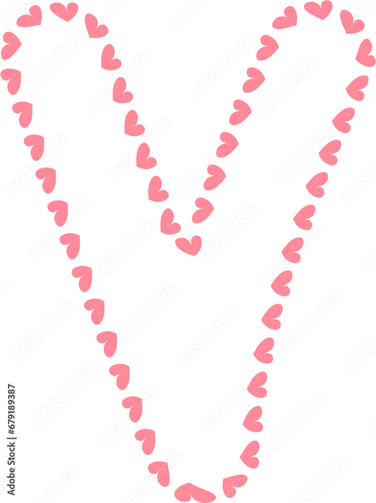 V Alphabet pink heart frame, Valentine