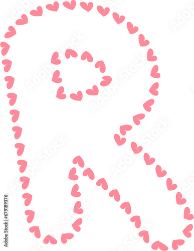 R Alphabet pink heart frame, Valentine