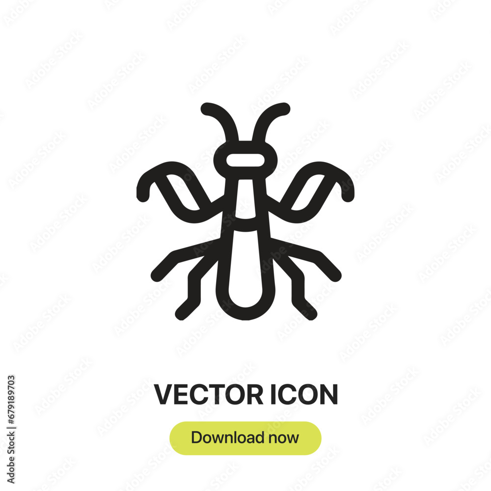 Mantis icon vector. Linear style sign for mobile concept and web design. Mantis symbol illustration. Pixel vector graphics - Vector. Mantis icon vector. Linear style sign for mobile concept and web design. Mantis symbol illustration. Pixel vector graphics - Vector.