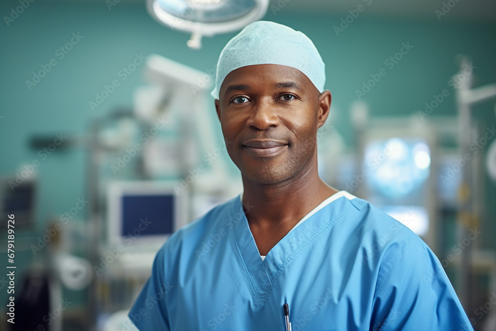 Generative AI portrait of young experienced doc medicine worker viral operation room clinic