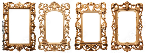 Set of Ornate Intricate Baroque Frames - Transparent PNG background - Premium pen tool cutout
