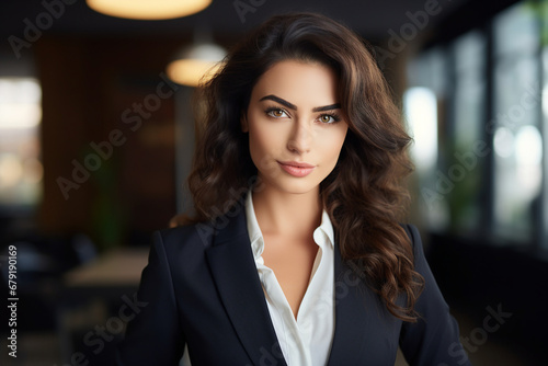 Generative AI picture portrait of amazing gorgeous office worker young woman