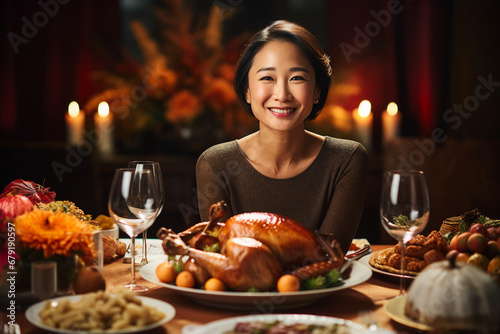 Thanksgiving dinner conceptual illustration Generative AI technology