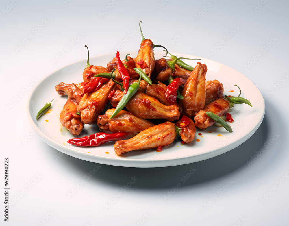Chicken fried wings with spicy red sauce Chicken fried wings with spicy red sauce