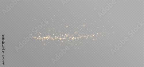 Golden sequins glow with many lights. Glittering dust. Luxurious background of golden particles.